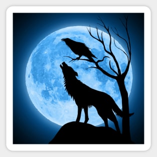 Wolf, Raven and moon Sticker